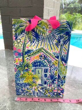 Lilly Pulitzer Gift Bag Palm Beach Cloth Handles
